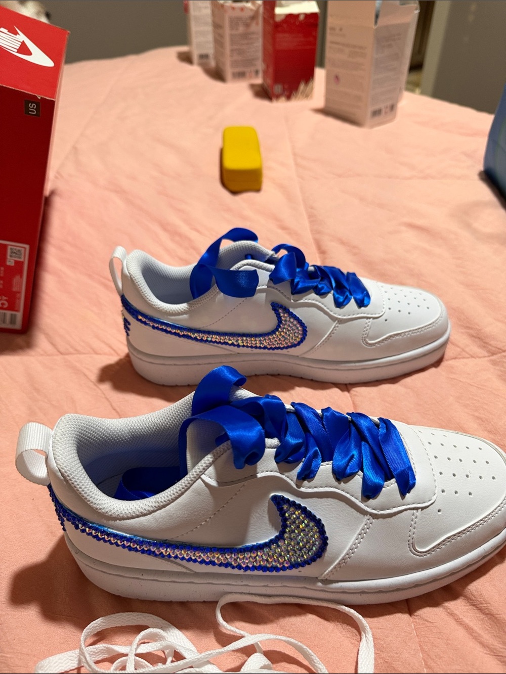 Nike Size 6 Court Borough Low Sneakers with Crystal-Embellished Swoosh - Picture 4 of 14